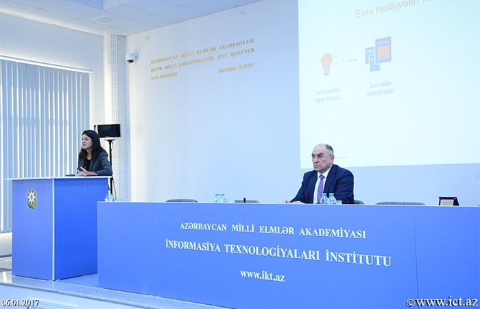 representative of  "Thomson Reuters" Agency in Azerbaijan Aygun Babazadeh  delivered a presentation  on the use of ''Web of Science"  services  of "Thomson Reuters"