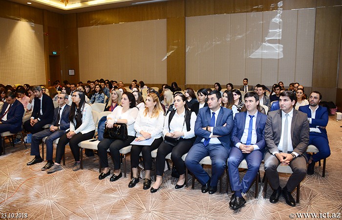 Fairmont Baku, Flame Towers. Academician -secretary of ANAS, director of the Institute of Information Technology, academician Rasim Alguliyev,  met with youth at the III Republican meeting of talented and creative youth