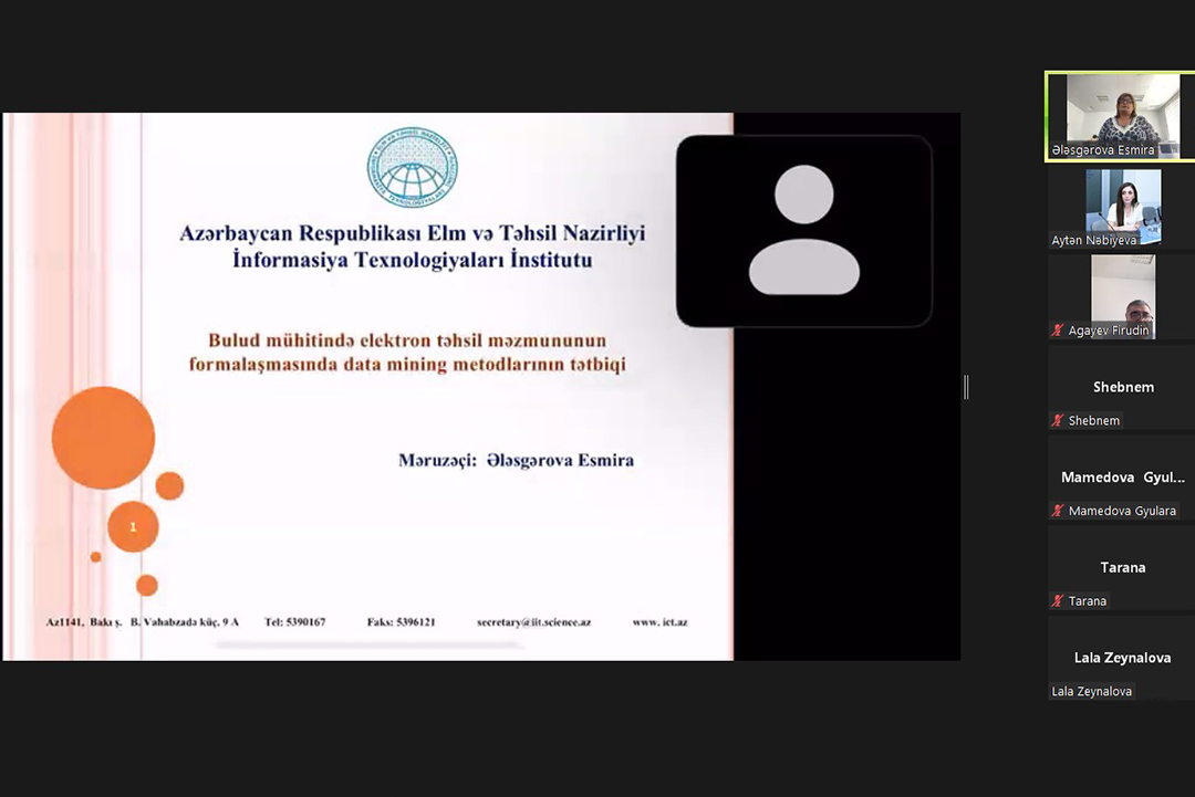 Bulud mühitində elektron təhsil məzmununun formalaşmasında Data Mining metodlarının tətbiqi ilə bağlı müzakirələr aparılıb, Elm və Təhsil Nazirliyi, Elm ve Tehsil Nazirliyi, Azərbaycan Respublikası Elm və Təhsil Nazirliyi, Azerbaycan Respublikasi Elm ve Tehsil Nazirliyi, Elm və Ali Təhsil üzrə Dövlət Agentliyi, Elm və Ali Təhsil, AMEA, Azərbaycan Milli Elmlər Akademiyası, Elmler Akademiyasi, İnformasiya Texnologiyaları İnstitutu, İnformasiya Texnologiyaları, AMEA ITI, AMEA İTİ, İTİ, ITI, ikt.az, ict.az, ict, ikt, www.ict.az, www.ikt.az, Rasim Aliguliyev, Rasim Əliquliyev, RM Əliquliyev, Əliquliyev Rasim, Academician Rasim Aliguliyev