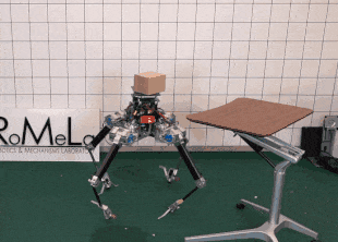 The four-legged robot stood on two legs