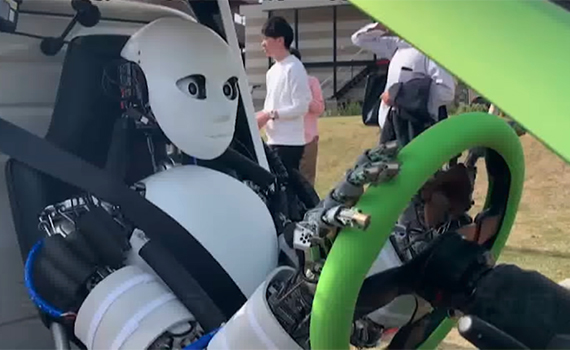 A robot from Japan got behind the wheel of an electric car