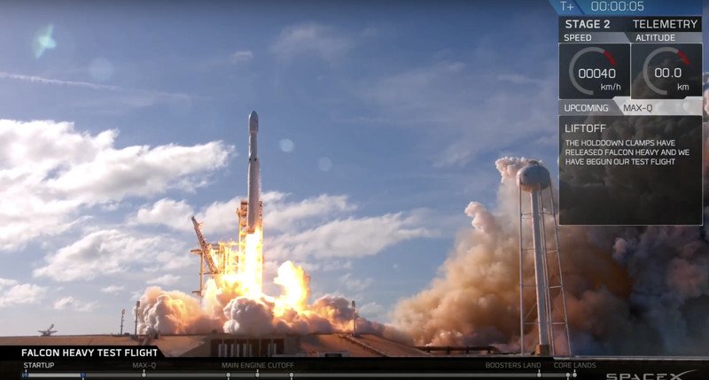 “SpaceX” ağır çəkiyə malik “Falcon Heavy” raketini müvəffəqiyyətlə orbitə buraxıb