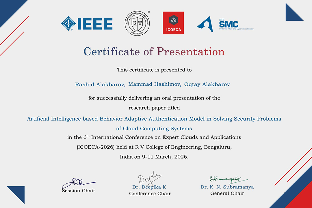 Bulud hesablama sistemlərinin təhlükəsizlik problemlərinə həsr olunmuş tədqiqat işi nüfuzlu konfransda müzakirə olunub, Elm və Təhsil Nazirliyi, Elm ve Tehsil Nazirliyi, Azərbaycan Respublikası Elm və Təhsil Nazirliyi, Azerbaycan Respublikasi Elm ve Tehsil Nazirliyi, Elm və Ali Təhsil üzrə Dövlət Agentliyi, Elm və Ali Təhsil, AMEA, Azərbaycan Milli Elmlər Akademiyası, Elmler Akademiyasi, İnformasiya Texnologiyaları İnstitutu, İnformasiya Texnologiyaları, AMEA ITI, AMEA İTİ, İTİ, ITI, ikt.az, ict.az, ict, ikt, www.ict.az, www.ikt.az, Rasim Aliguliyev, Rasim Əliquliyev, RM Əliquliyev, Əliquliyev Rasim, Academician Rasim Aliguliyev