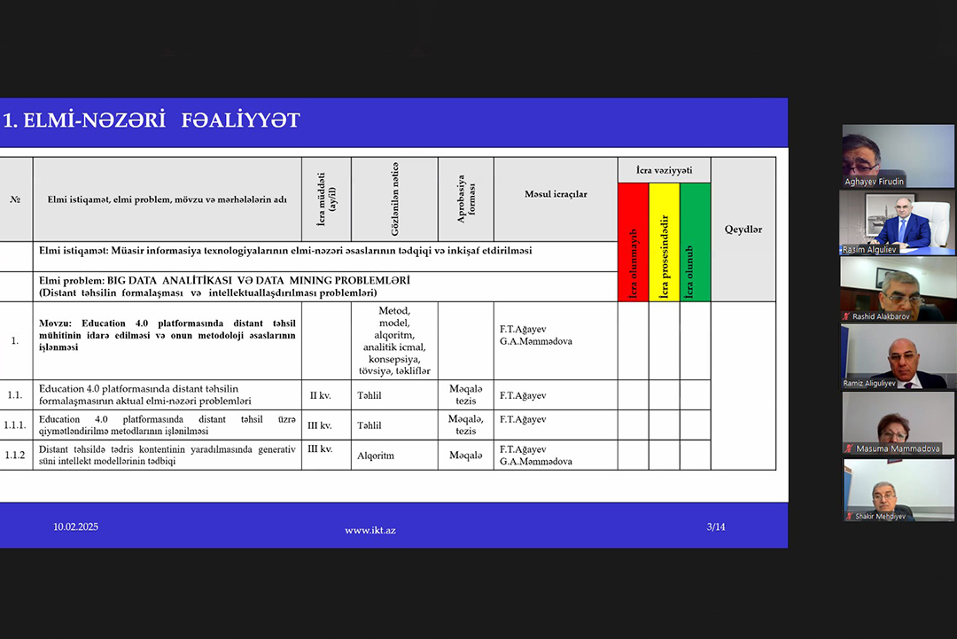 İnstitutda distant təhsilin formalaşması və intellektuallaşdırılması problemləri üzrə tədqiqatlar davam etdirilir, Elm və Təhsil Nazirliyi, Elm ve Tehsil Nazirliyi, Azərbaycan Respublikası Elm və Təhsil Nazirliyi, Azerbaycan Respublikasi Elm ve Tehsil Nazirliyi, Elm və Ali Təhsil üzrə Dövlət Agentliyi, Elm və Ali Təhsil, AMEA, Azərbaycan Milli Elmlər Akademiyası, Elmler Akademiyasi, İnformasiya Texnologiyaları İnstitutu, İnformasiya Texnologiyaları, AMEA ITI, AMEA İTİ, İTİ, ITI, ikt.az, ict.az, ict, ikt, www.ict.az, www.ikt.az, Rasim Aliguliyev, Rasim Əliquliyev, RM Əliquliyev, Əliquliyev Rasim, Academician Rasim Aliguliyev