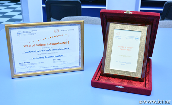 Institute of Information Technology was awarded "Web of Science" prize of "Thomson Reuters" Company