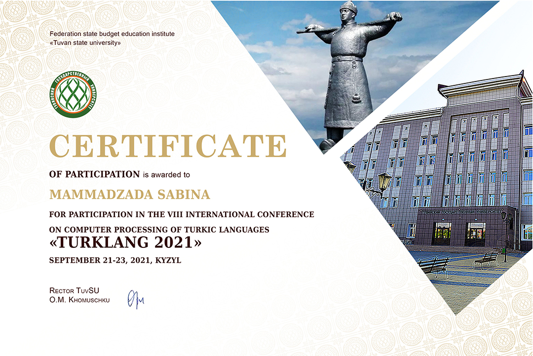 Azərbaycanlı tədqiqatçı beynəlxalq konfransda iştirakına görə sertifikata layiq görülüb, Elm və Təhsil Nazirliyi, Elm ve Tehsil Nazirliyi, Azərbaycan Respublikası Elm və Təhsil Nazirliyi, Azerbaycan Respublikasi Elm ve Tehsil Nazirliyi, Elm və Ali Təhsil üzrə Dövlət Agentliyi, Elm və Ali Təhsil, AMEA, Azərbaycan Milli Elmlər Akademiyası, Elmler Akademiyasi, İnformasiya Texnologiyaları İnstitutu, İnformasiya Texnologiyaları, AMEA ITI, AMEA İTİ, İTİ, ITI, ikt.az, ict.az, ict, ikt, www.ict.az, www.ikt.az, Rasim Aliguliyev, Rasim Əliquliyev, RM Əliquliyev, Əliquliyev Rasim, Academician Rasim Aliguliyev