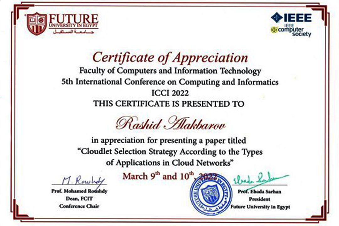 Azərbaycan alimi beynəlxalq konfransda məruzəyə görə sertifikata layiq görülüb, Elm və Təhsil Nazirliyi, Elm ve Tehsil Nazirliyi, Azərbaycan Respublikası Elm və Təhsil Nazirliyi, Azerbaycan Respublikasi Elm ve Tehsil Nazirliyi, Elm və Ali Təhsil üzrə Dövlət Agentliyi, Elm və Ali Təhsil, AMEA, Azərbaycan Milli Elmlər Akademiyası, Elmler Akademiyasi, İnformasiya Texnologiyaları İnstitutu, İnformasiya Texnologiyaları, AMEA ITI, AMEA İTİ, İTİ, ITI, ikt.az, ict.az, ict, ikt, www.ict.az, www.ikt.az, Rasim Aliguliyev, Rasim Əliquliyev, RM Əliquliyev, Əliquliyev Rasim, Academician Rasim Aliguliyev