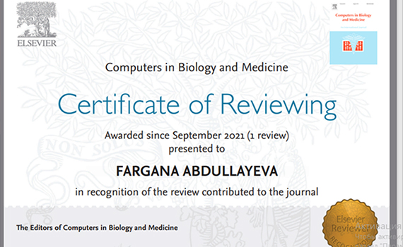 İnstitutun aparıcı elmi işçisi Fərqanə Abdullayeva impakt faktorlu jurnalın rəyçi sertifikatına layiq görülüb, Elm və Təhsil Nazirliyi, Elm ve Tehsil Nazirliyi, Azərbaycan Respublikası Elm və Təhsil Nazirliyi, Azerbaycan Respublikasi Elm ve Tehsil Nazirliyi, Elm və Ali Təhsil üzrə Dövlət Agentliyi, Elm və Ali Təhsil, AMEA, Azərbaycan Milli Elmlər Akademiyası, Elmler Akademiyasi, İnformasiya Texnologiyaları İnstitutu, İnformasiya Texnologiyaları, AMEA ITI, AMEA İTİ, İTİ, ITI, ikt.az, ict.az, ict, ikt, www.ict.az, www.ikt.az, Rasim Aliguliyev, Rasim Əliquliyev, RM Əliquliyev, Əliquliyev Rasim, Academician Rasim Aliguliyev