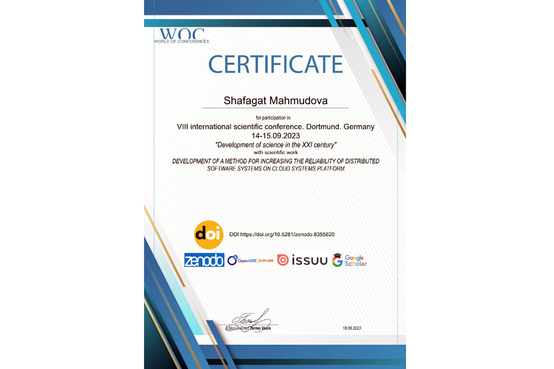 İnformasiya Texnologiyaları İnstitutunun əməkdaşı Almaniyada keçirilən beynəlxalq elmi konfransda məruzə ilə çıxış edib, Elm və Təhsil Nazirliyi, Elm ve Tehsil Nazirliyi, Azərbaycan Respublikası Elm və Təhsil Nazirliyi, Azerbaycan Respublikasi Elm ve Tehsil Nazirliyi, Elm və Ali Təhsil üzrə Dövlət Agentliyi, Elm və Ali Təhsil, AMEA, Azərbaycan Milli Elmlər Akademiyası, Elmler Akademiyasi, İnformasiya Texnologiyaları İnstitutu, İnformasiya Texnologiyaları, AMEA ITI, AMEA İTİ, İTİ, ITI, ikt.az, ict.az, ict, ikt, www.ict.az, www.ikt.az, Rasim Aliguliyev, Rasim Əliquliyev, RM Əliquliyev, Əliquliyev Rasim, Academician Rasim Aliguliyev