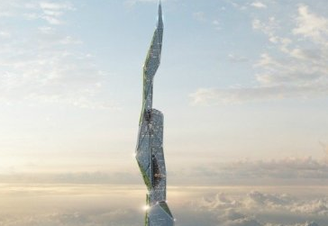 This three-mile-high skyscraper design is coated in self-cleaning material that eats smog